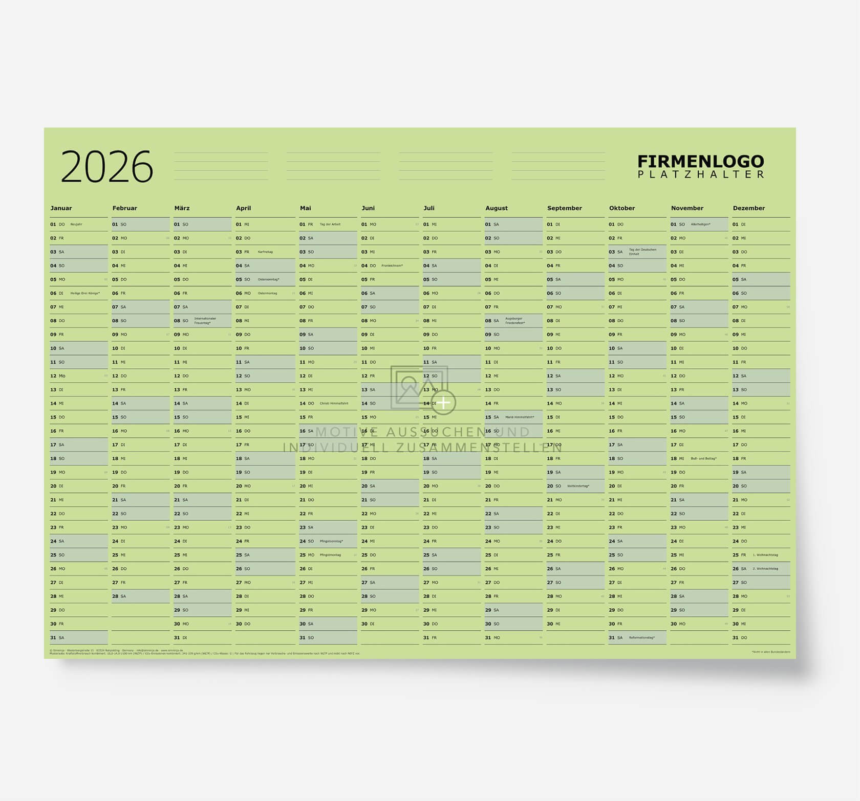 Auto Jahresplaner 2026, personalisiert, DIN A1 – Bild 2
