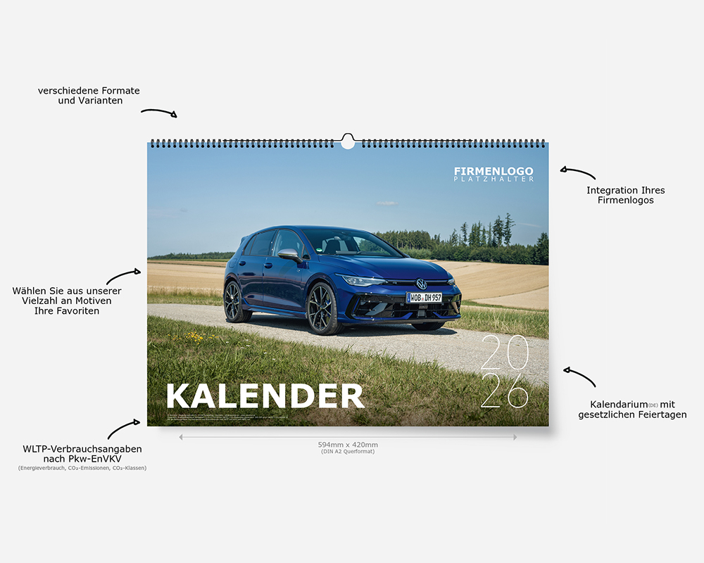 Autohaus Kalender 2026 Volkswagen Motive