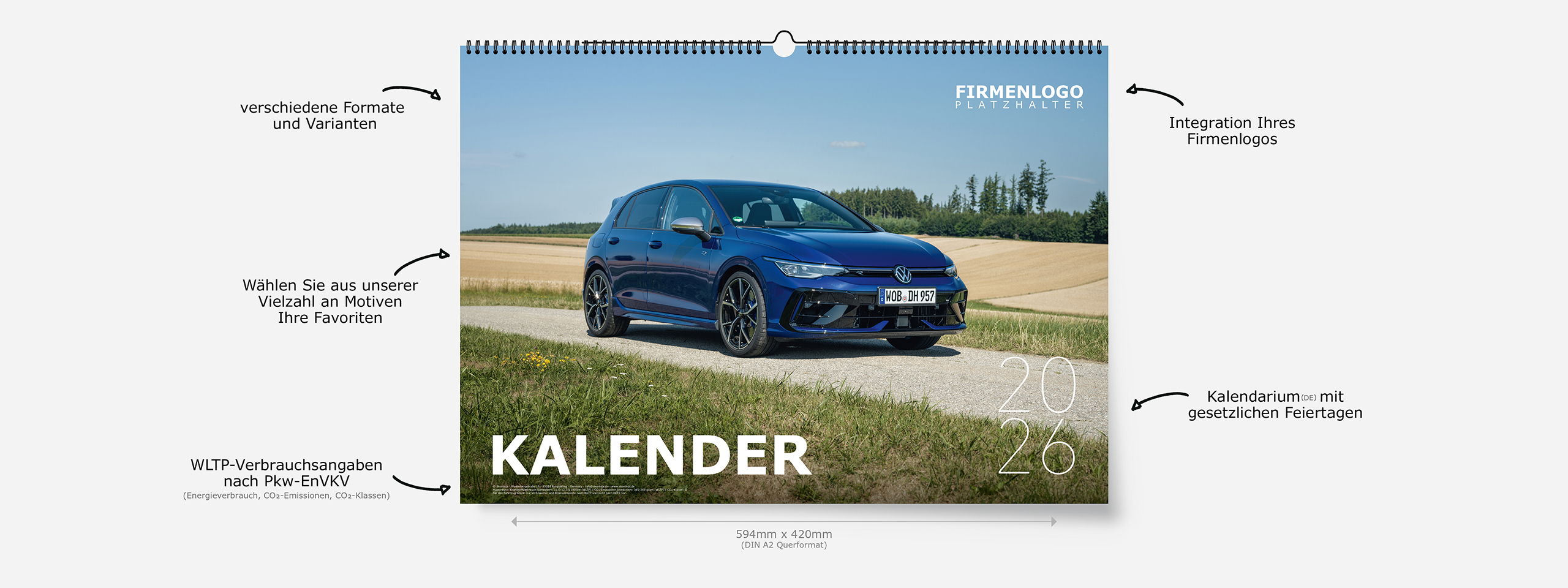 Autohaus Kalender 2026 VW Motive